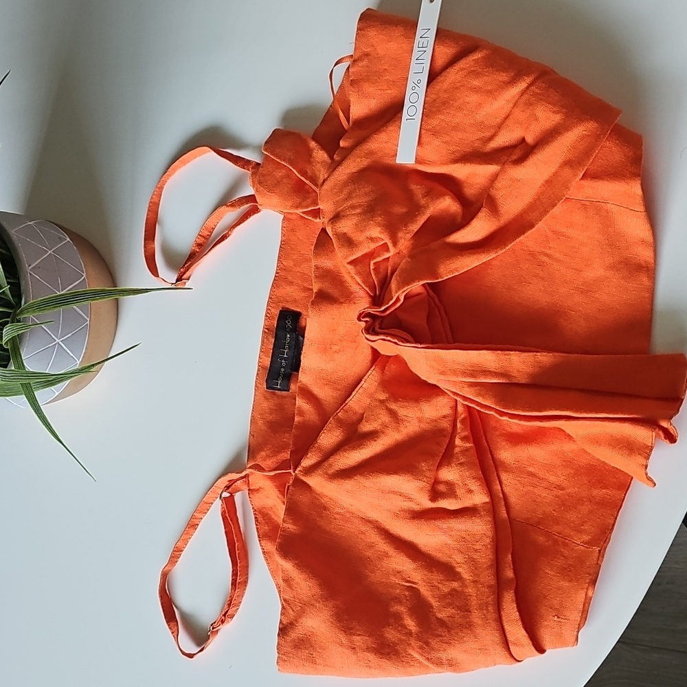 NWT House of Harlow 1960 Orange Sleeveless Tie Front Crop Tank Top - Picture 4 of 7